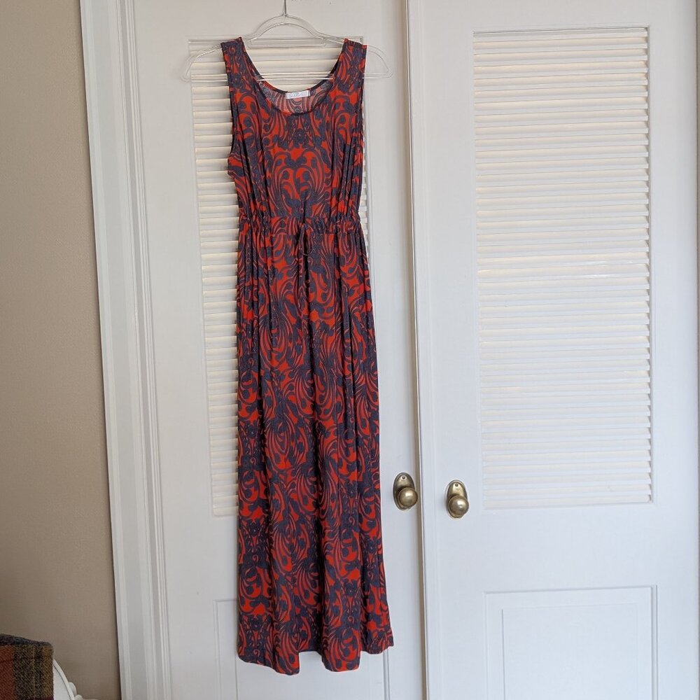 Julia‎ Silk Blend Maxi Dress Womens Size XL w/ Drawstring Empire Waist EUC